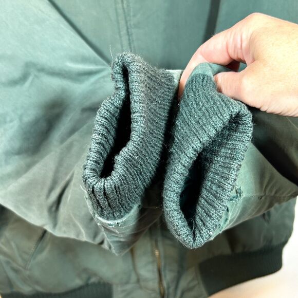 VINTAGE Eddie Bauer Jacket Mens L Tall Goose Down Flight Bomber Puffer 70s Green - Picture 7 of 14